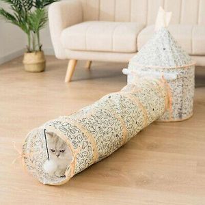 Pet Toy Cat Rabbit Pop Up House Tube Collapsible Puppy Kitten With Dangling Ball